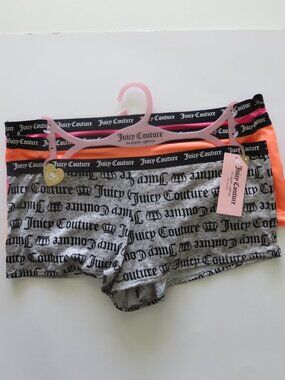(#126)  Juicy Couture Intimates 3 Pack Logo Boyshort Panties Size 1X